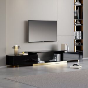 Modern TV Stand, Extendable Media Console with Storage in Black (63"-95")