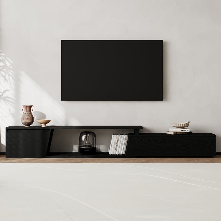 Fero Black Extendable TV Stand with 3 Drawers(71"-110")