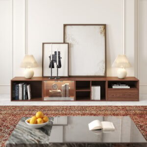 Wooden Modular TV Stand Mid Century Modern Floor Media Console with Storage