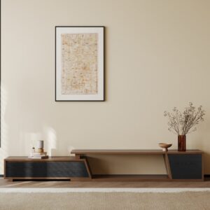 Fero Black & Walnut Extendable TV Stand with 3 Drawers(71"-110")