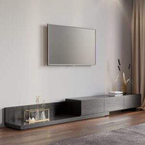 Extendable 71"-120" TV Stand, Modern Media Console with 3 Drawers in Black