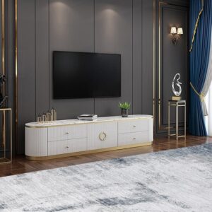 Modern White Long 86 Inch TV Stand with 4 Drawers for TV Up to 2540mm