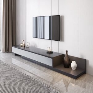 79"-142" Extendable TV Stand, Modern Media Console with 3 Drawers in Gray
