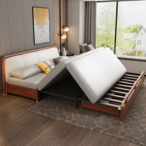 Full Sleeper Sofa Leath-aire Upholstered Convertible Sofa Bed with Storage