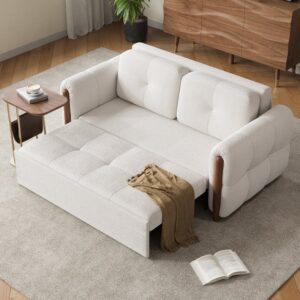 63" Boucle Folding Sofa Bed - Queen Size Sleeper Couch