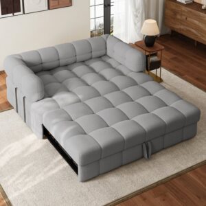 Boucle Convertible Pull out Sofa Bed Couch 2 Seater