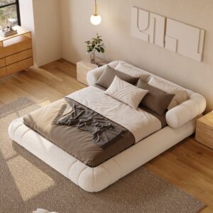 King Size Boucle Upholstered Cloud Floor Bed Frame
