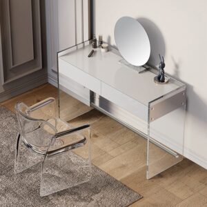 Modern Floating Acrylic Makeup Vanity Dressing Table  with Drawers