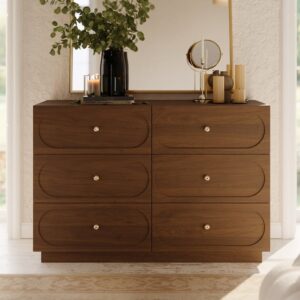 47" Modern Natural 6-Drawer Dresser with Charging Station