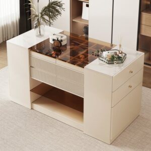 Glass Top Dresser Walk-in Closet Island with Jewelry Storage