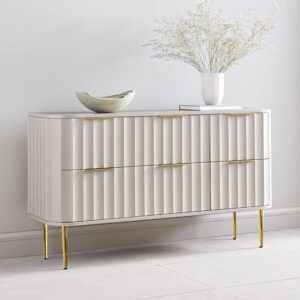 Fluted White 6-Drawer Dresser
