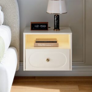 Krila Floating Smart LED Nightstand with Charging Station and Storage