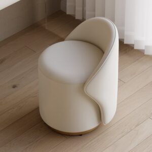Leather Round Makeup Vanity Stool with Back Accent Chair