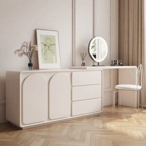 Arem modern off-white makeup table, retracted dressing table, beauty salon with drawers