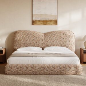Modern King Size Chenille Upholstered Cloud Bed