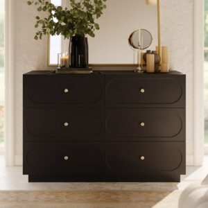 47" Modern Natural 6-Drawer Dresser with Charging Station