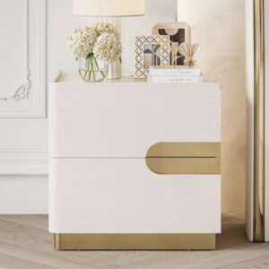 20" Smart 2-Drawer Nightstand with Sintered Stone Top & Charging Station Set of 2
