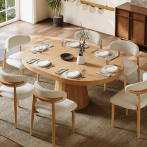 Japandi Extendable Round Dining Table Seats 4–6