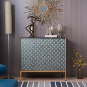 39.4" Scale Patterned Cabinet Sideboard Buffet with Doors & Shelves