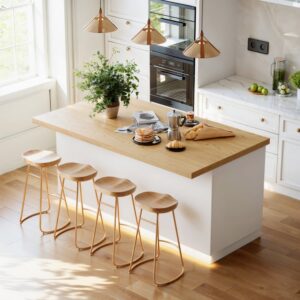 72" Japandi Wood Kitchen Island with Storage & LED
