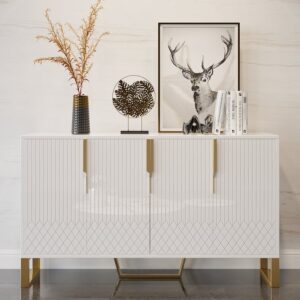 59" Modern Sideboard Buffet Table with 4 Doors & Shelves