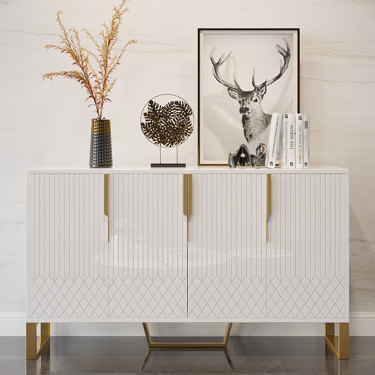 59" Modern Sideboard Buffet Table with 4 Doors & Shelves