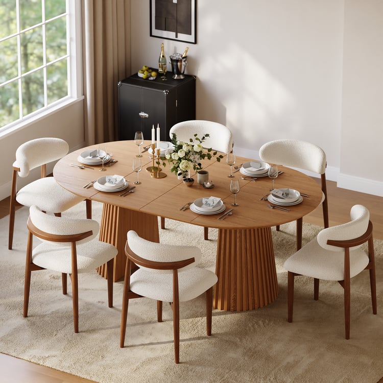 –2000mm Solid Wood Extendable Dining Table with 6 Chairs