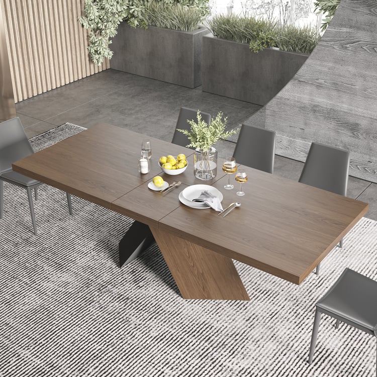 -2400mm Farmhouse Extendable Walnut Dining Table Seats 6-10