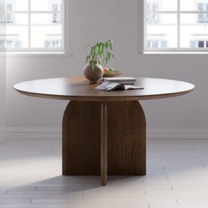 39" Round Dining Table for 4, Pedestal Base, Walnut