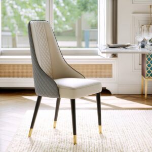 Modern Gray Faux Leather High Back Dining Chair Set