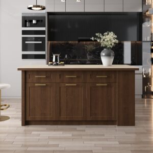 Kitchen Islands Sintered Stone Walnut  Modern with Storage Kitchen Cabinet