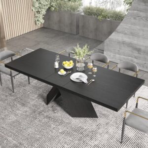 -2400mm Farmhouse Extendable Black Dining Table Seats 6-10