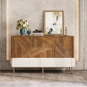 Wovent 1520mm Mid-Century Modern Walnut Sideboard Wood Kitchen Buffet with Storage