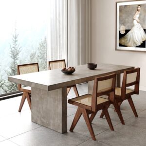 70.9" Wooden Farmhouse Concrete Dining Table for 6