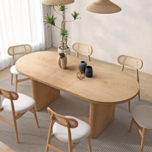 Japandi Oval Extendable Dining Table 63"-79"