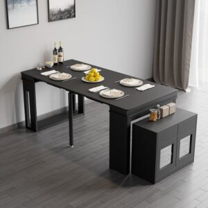 Extendable Dining Table with Storage Sideboard, Rectangle