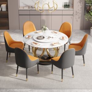 59" Round Lazy Susan Sintered Stone Dining Table