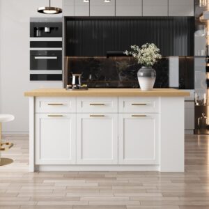 Large Natural & White Kitchen Island with Storage Modern Kitchen Cabinet