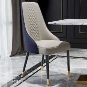 Diamic 6-Piece Modern Blue Upholstered Dining Chair Faux Leather High Back Chair