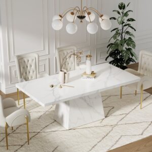 79" Modern Rectangular Sintered Stone Dining Table, Indoor/Outdoor, Seats 6-8