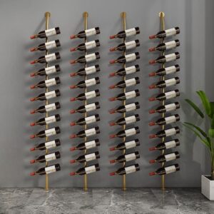 Industrial Gold Floor Wine Rack Metal 4 Piece 48-Bottle Vertical Tall Wine Rack