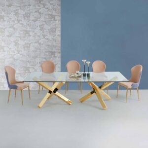 Tempered Glass Dining Table Modern Rectangle Design