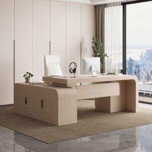 Chicent Whitewash L-shaped Modern Executive Desk with Ample Storage Right Hand (70.9'')