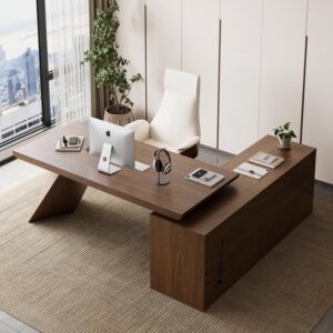 Modern 71" L-Shaped Executive Desk with Storage