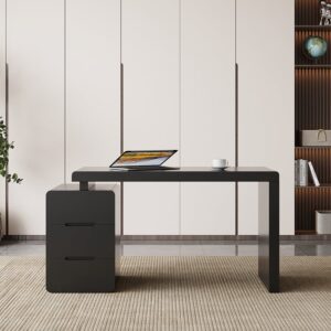 Mular Black 3-Drawer Writing Desk with Storage for Office & Home (47.2")
