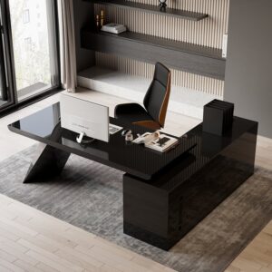 Modern 71" L-Shaped Executive Desk with Storage