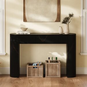 Solid Wood Console Table Entryway Furniture in Black (47'' Wide)