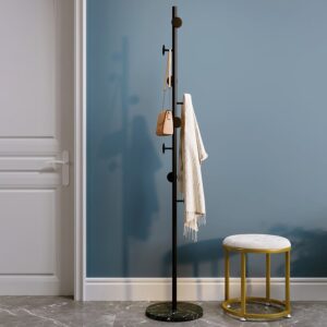 Modern Black Coat Stand Hallway Coat Hanger with Button Hooks