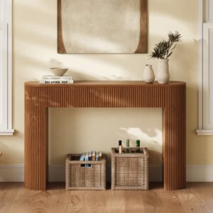 47" Solid Wood Walnut Fluted Console Table