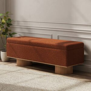 Teddy Fabric Fluffy Faux Fur Flip Top Wood Storage Bench